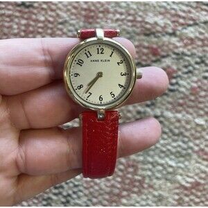 NEW ANNE KLEIN GOLD TONE - Red Leather - Y120Y -